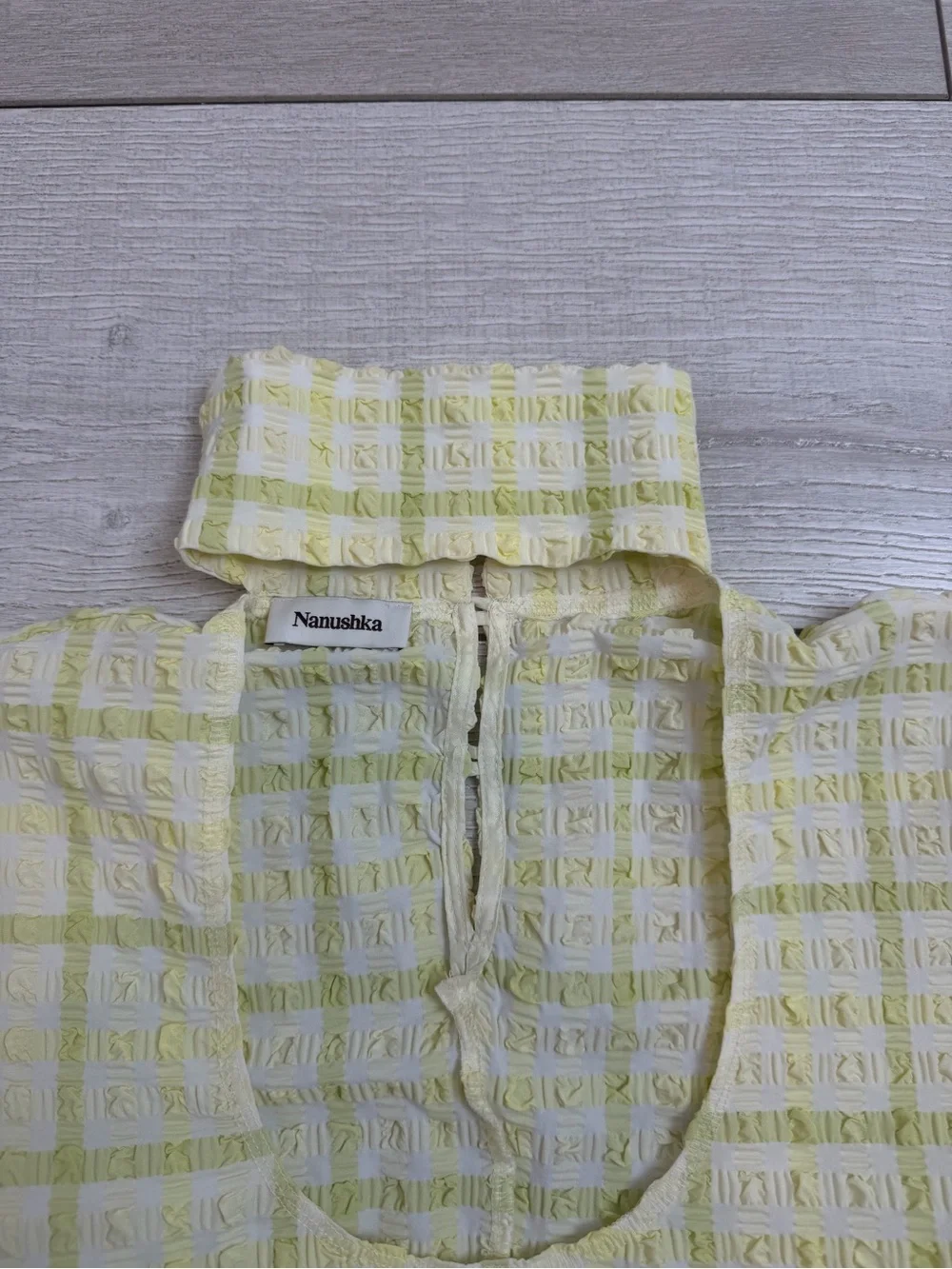 Nanushka Textured Checkerboard Mock Neck Top Size Small - Picture 3 of 7